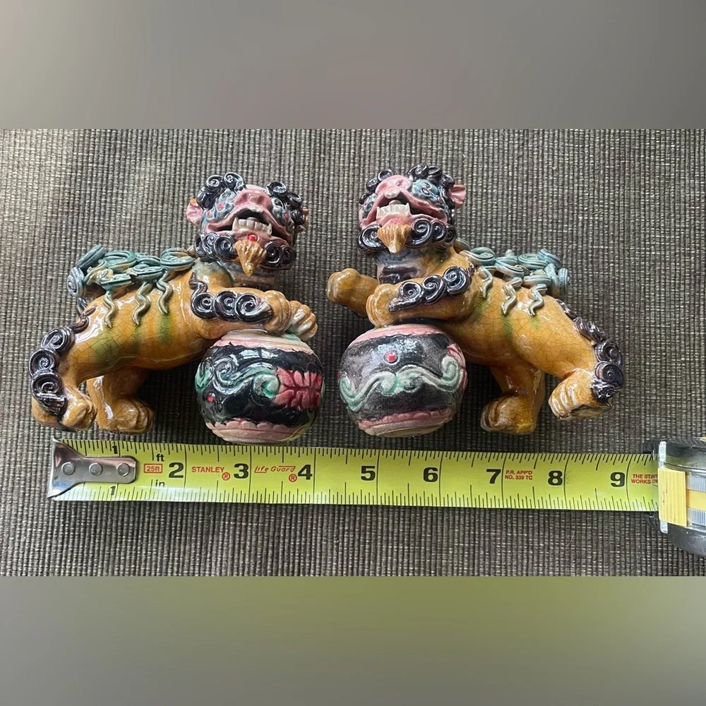Foo Dog / Foo Lions Sancai Porcelain - Early 1900s - Collectible - Picture 3 of 6